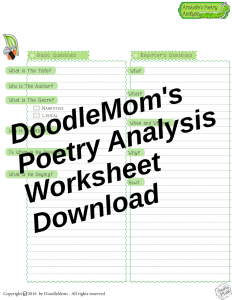 DoodleMoms Poetry Analysis Worksheets